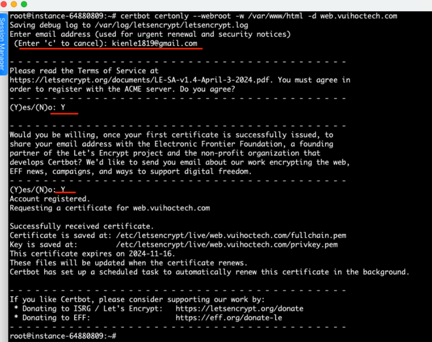 Certificate Let’s Encrypt domain
